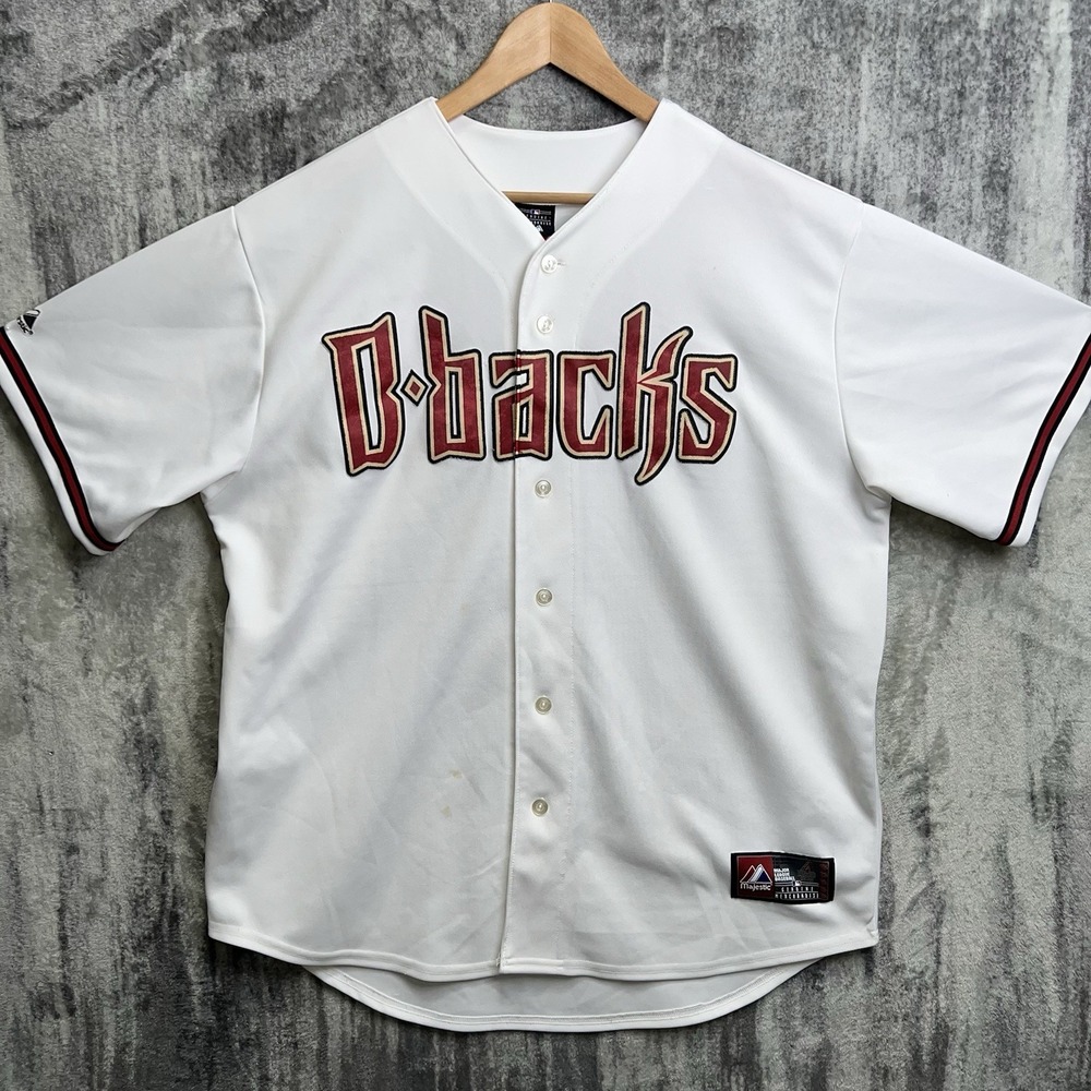 Vintage Arizona Diamondbacks Jersey Majestic MLB White Sewn DBacks Men's 2XL